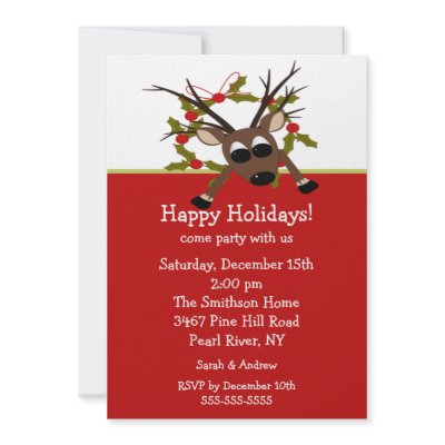 Wacky Reindeer Happy Holiday Party Invitation by celebrateitinvites