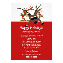 Wacky Reindeer Happy Holiday Party Invitation