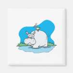 wading hippo and silly bird magnet