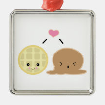 waffle and ice cream love christmas ornament