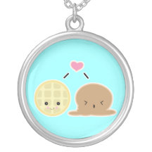 waffle and ice cream love custom necklace