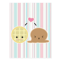 waffle and ice cream love postcards