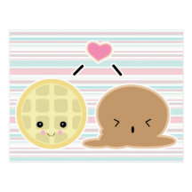 waffle and ice cream love postcards