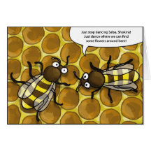 waggle dance of the bees cartoon grußkarte