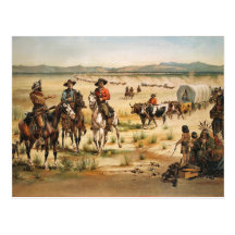 Wagon Train vintage painting Postcards