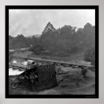 Wagons Crossing the Pontoon Bridges 1864 Print