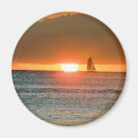 Waikiki Sunset with Sailboat Silhouette, Hawaii Refrigerator Magnet