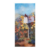 Waiting For the Mail Cardinal Wrapped Canvas Gallery Wrapped Canvas