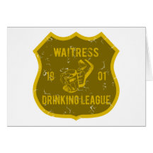 Waitress Drinking League Greeting Cards