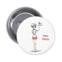 Waitress Hen Party Button Badge