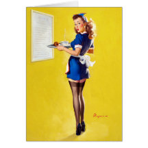 Waitress Pin Up Greeting Card