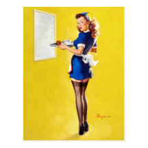 Waitress Pin Up Post Cards