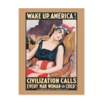 Wake Up America WWI Poster Post Card