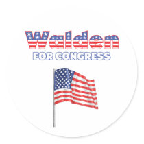 Walden for Congress Patriotic American Flag Round Sticker