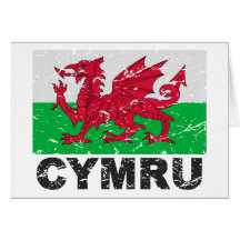 Wales CYMRU Vintage Flag Greeting Cards
