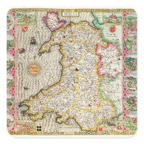 Wales, engraved by Jodocus Hondius Square Sticker