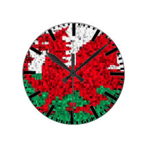 Wales flag glitz glamour clock
