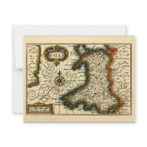 Wales - Historic 17th Century Map of Wales