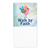 walk by faith whimsical bird custom shipping labels