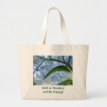 Walk in Gardens & Be Happy! tote bags Blue Floral
