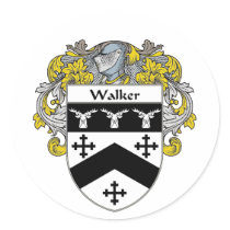 Walker Coat of Arms (Mantled) Stickers