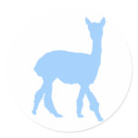 Walking Alpaca (in blue) Round Sticker