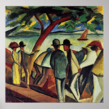 Walking at the lake I by August Macke Print