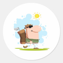 Walking Golfer Carries Club Stickers
