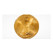 Walking Liberty Golden Coin Customized Photo Card