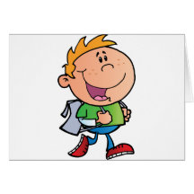 Walking School Boy Greeting Card