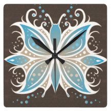 Wall Clock Butterfly Abstract