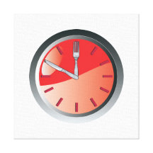 wall clock spoon and fork eating time stretched canvas print