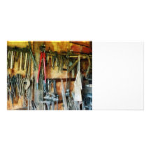 Wall of Tools and Shop Apron Personalized Photo Card
