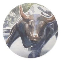 Wall Street Bull by Paul Jackson Round Stickers