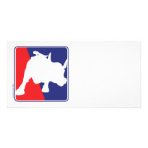 Wall Street Red White and Blue Bull Photo Greeting Card