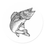Walleye Fish Round Stickers
