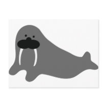 walrus comic icon postcard