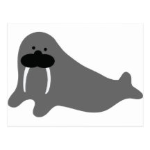walrus comic icon postcard