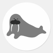 walrus comic icon round sticker