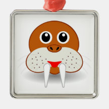 Walrus head cartoon christmas tree ornaments