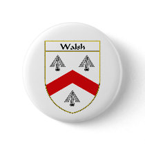 Walsh Coat of Arms/Family Crest Pinback Buttons