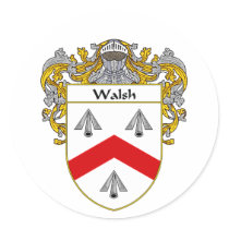 Walsh Coat of Arms (Mantled) Stickers