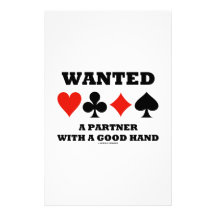 Wanted A Partner With A Good Hand Four Card Suits Customized Stationery