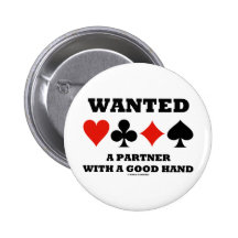 Wanted Partner With A Good Hand (Four Card Suits) Pin