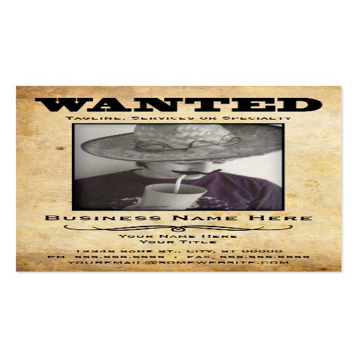 wanted poster business card templates