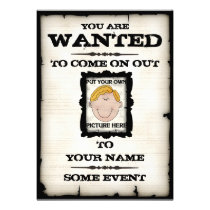 Wanted Poster Event Invitations invitations