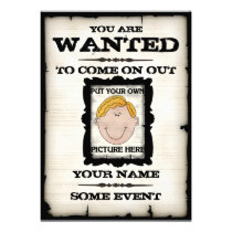 Wanted Poster Event Invitations invitations