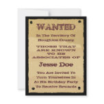 Wanted Poster Invitations to Western Themed Party