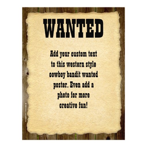 Wanted Poster, Vintage Picture Frame Customized Letterhead