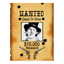 "Wanted Poster" Western Postcard (Add Photo)